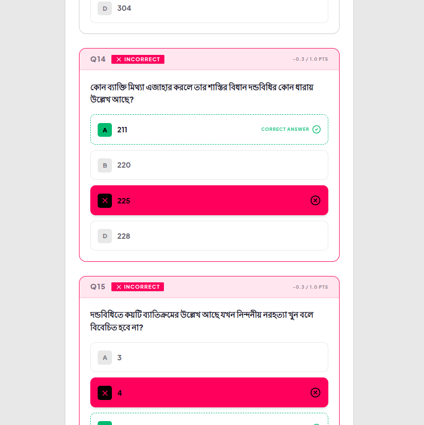 Student result page 5